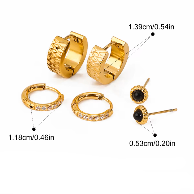 OBSIDIAN Earrings SET - Waterproof