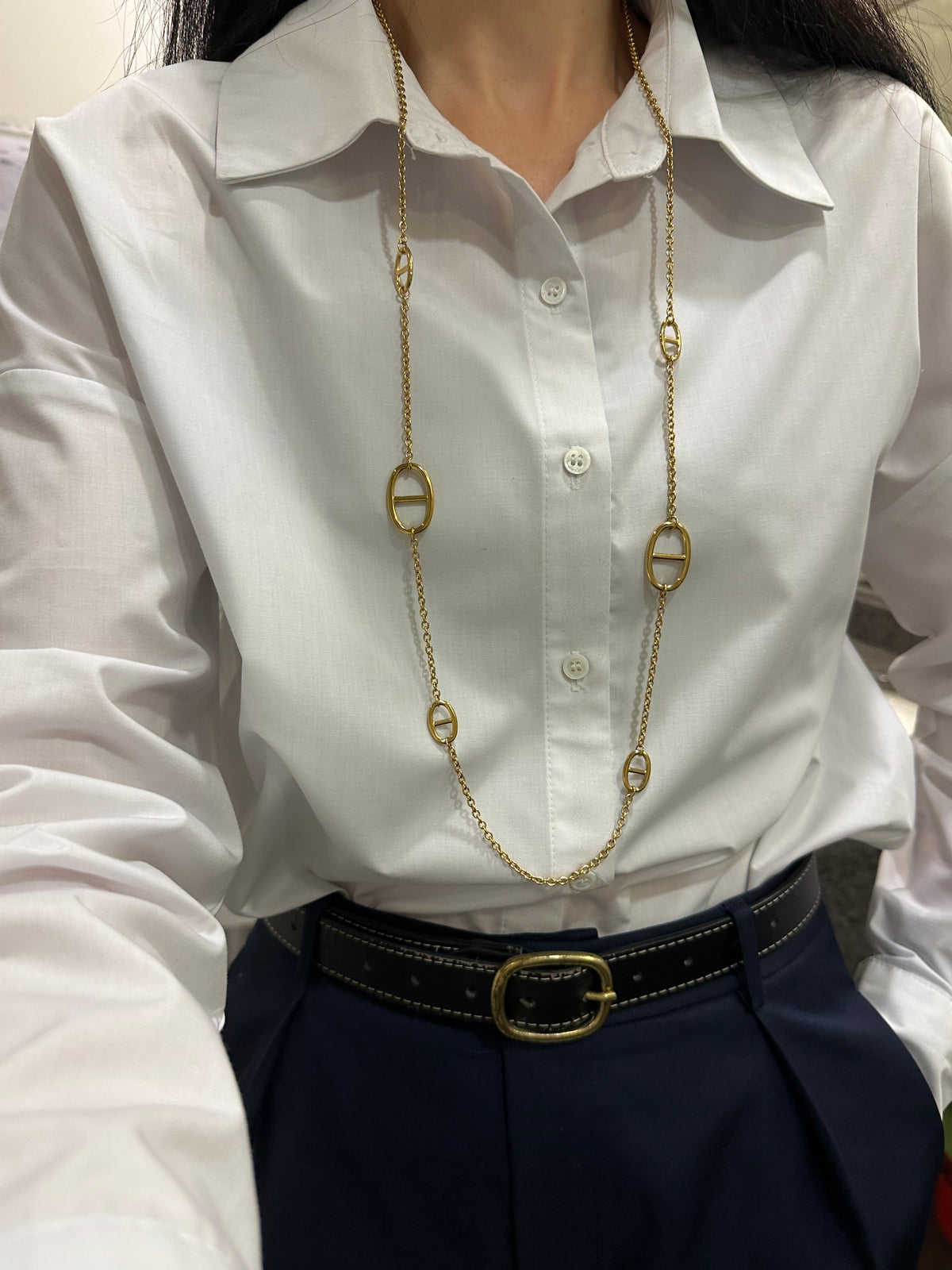 THE TEE GOLD LONG Necklace- Waterproof - سلسلة ذاتي الطويلة ذهبي