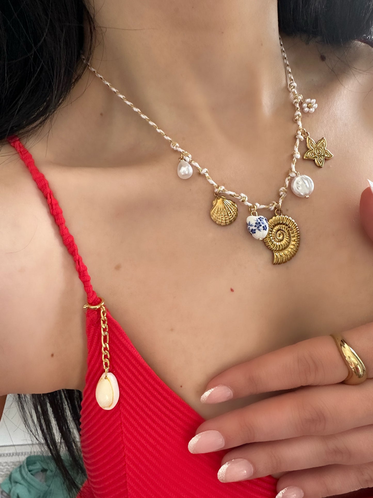 WHITE SHELL SWIMWEAR JEWELRY - WATERPROOF