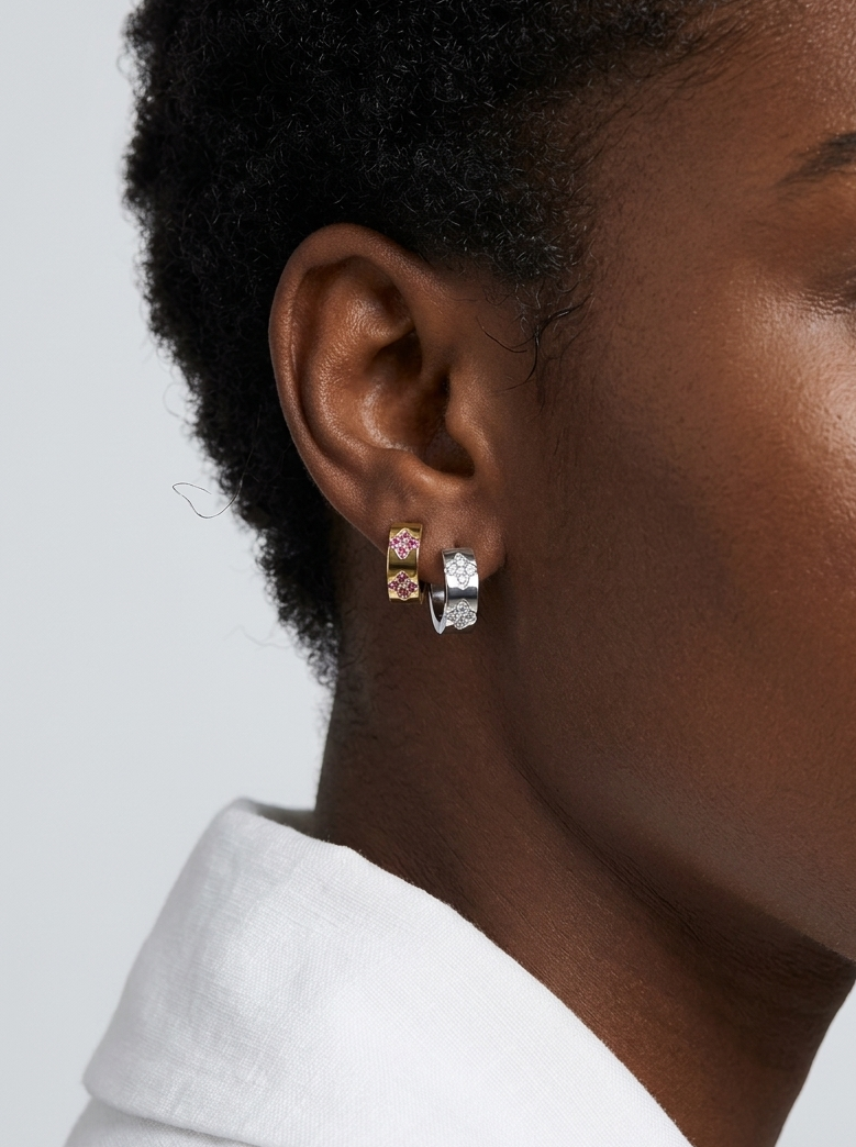 VIOLITTA Earrings - Waterproof - حلق ڤيوليتا ذهبي مع حجر وردي