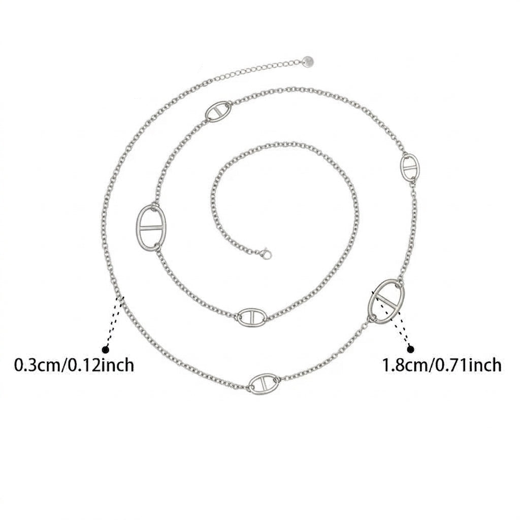THE TEE SILVER LONG Necklace- Waterproof - سلسلة ذاتي الطويلة فضي