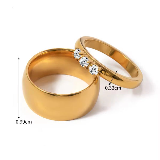 SHEIKHA TWIN Gold Rings - Waterproof - خاتم شيخة المزدوج ذهبي