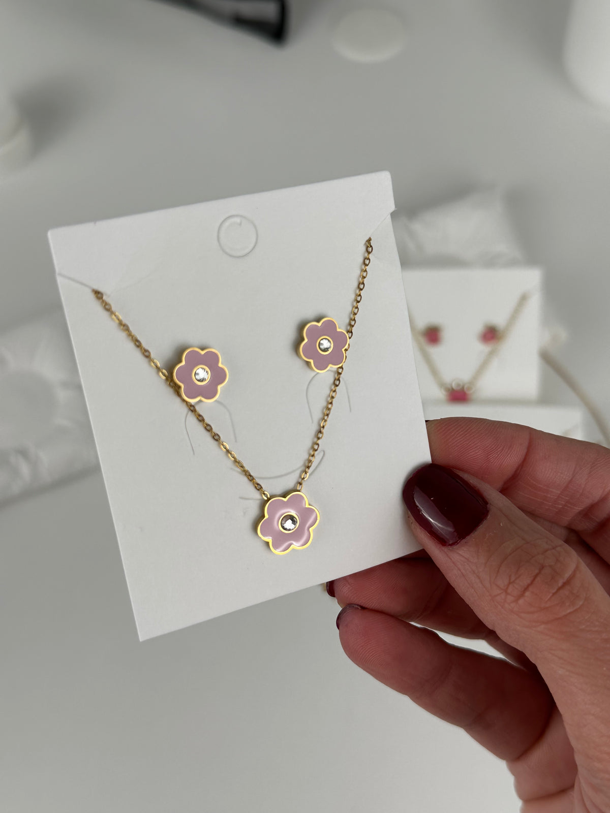 MY LITTLE BLOSSOM KIDS Necklace & EARRINGS (SET) - Waterproof -  طقم ماي ليتيل بلوسوم للاطفال (حلق+سلسلة)