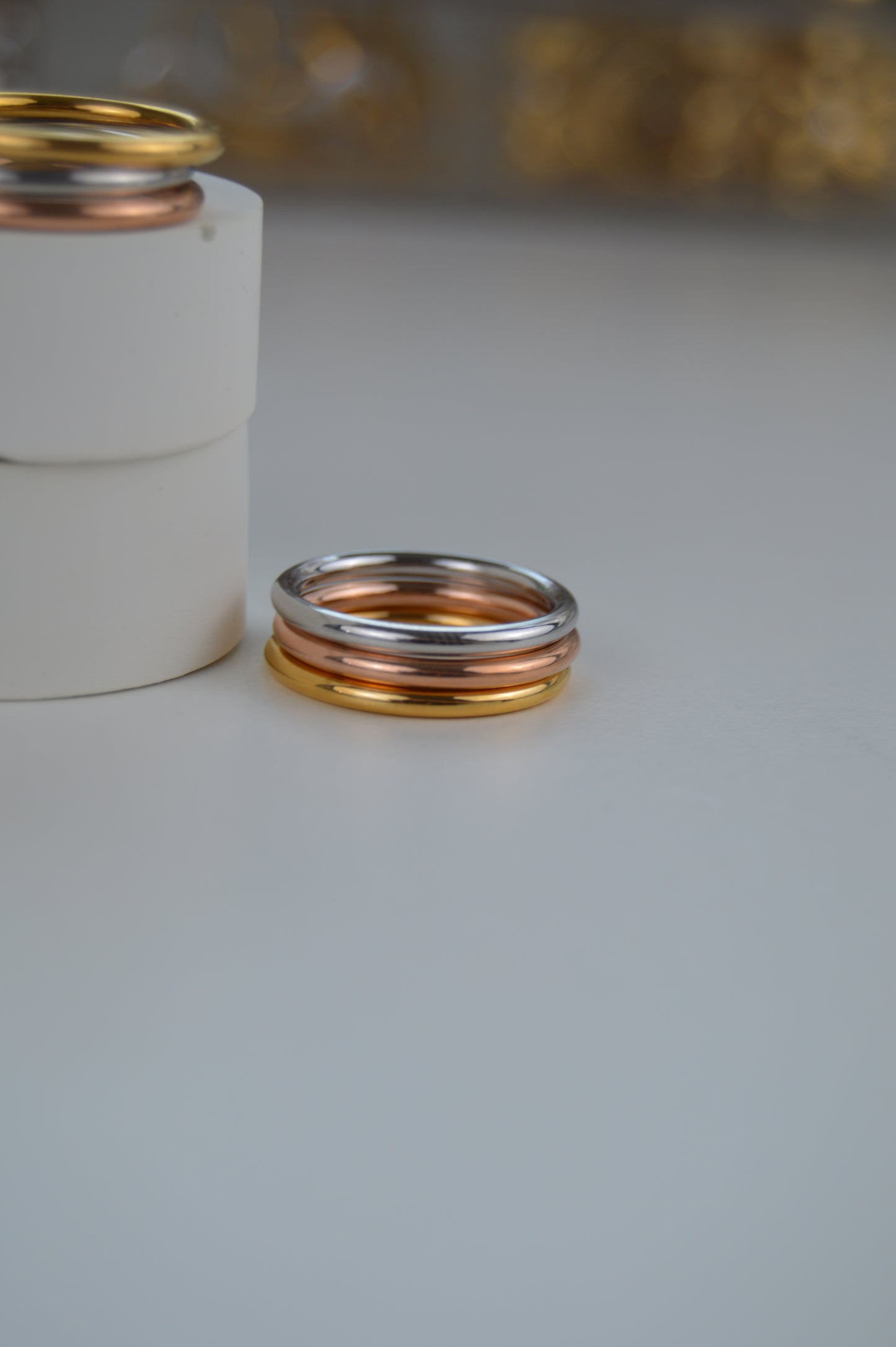 LUCILLA LOOSE Ring (set of 3 RINGS) - Waterproof - خاتم لوسيلا الثلاثي (3 الوان فضي وذهبي وروز)