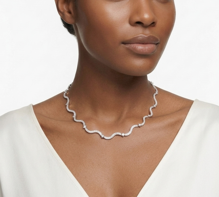 AMWAJ Necklace Silver - سلسلة امواج فضي