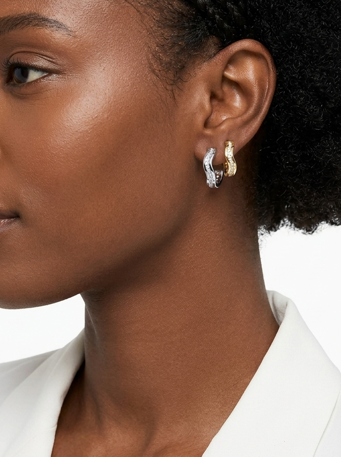 AMWAJ Earrings Silver - حلق امواج فضي