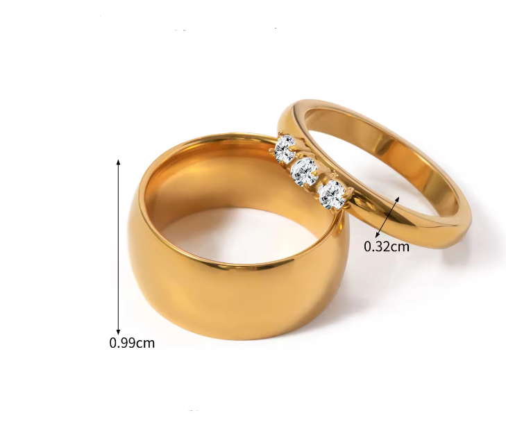 SHEIKHA TWIN Gold Rings - Waterproof