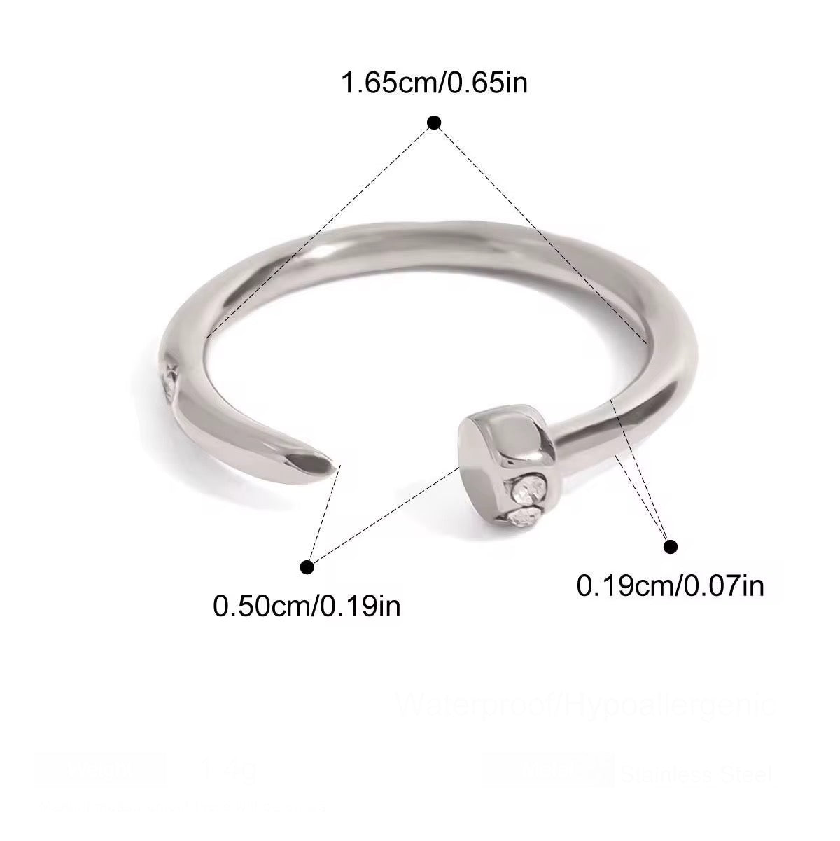 VERONA PIN Silver Ring  - Waterproof