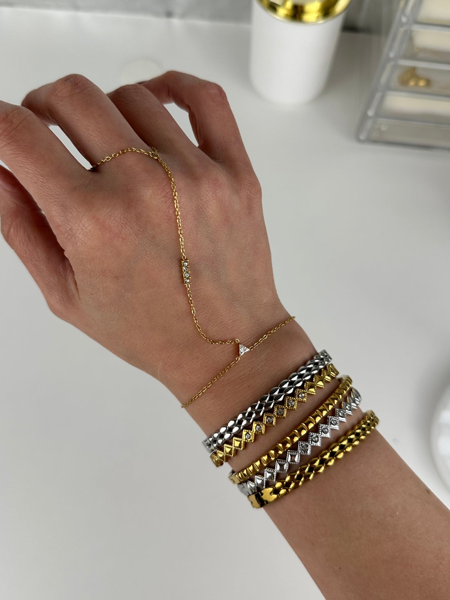 AMBER Silver Bangle - Waterproof -سوارة امبر الفضي