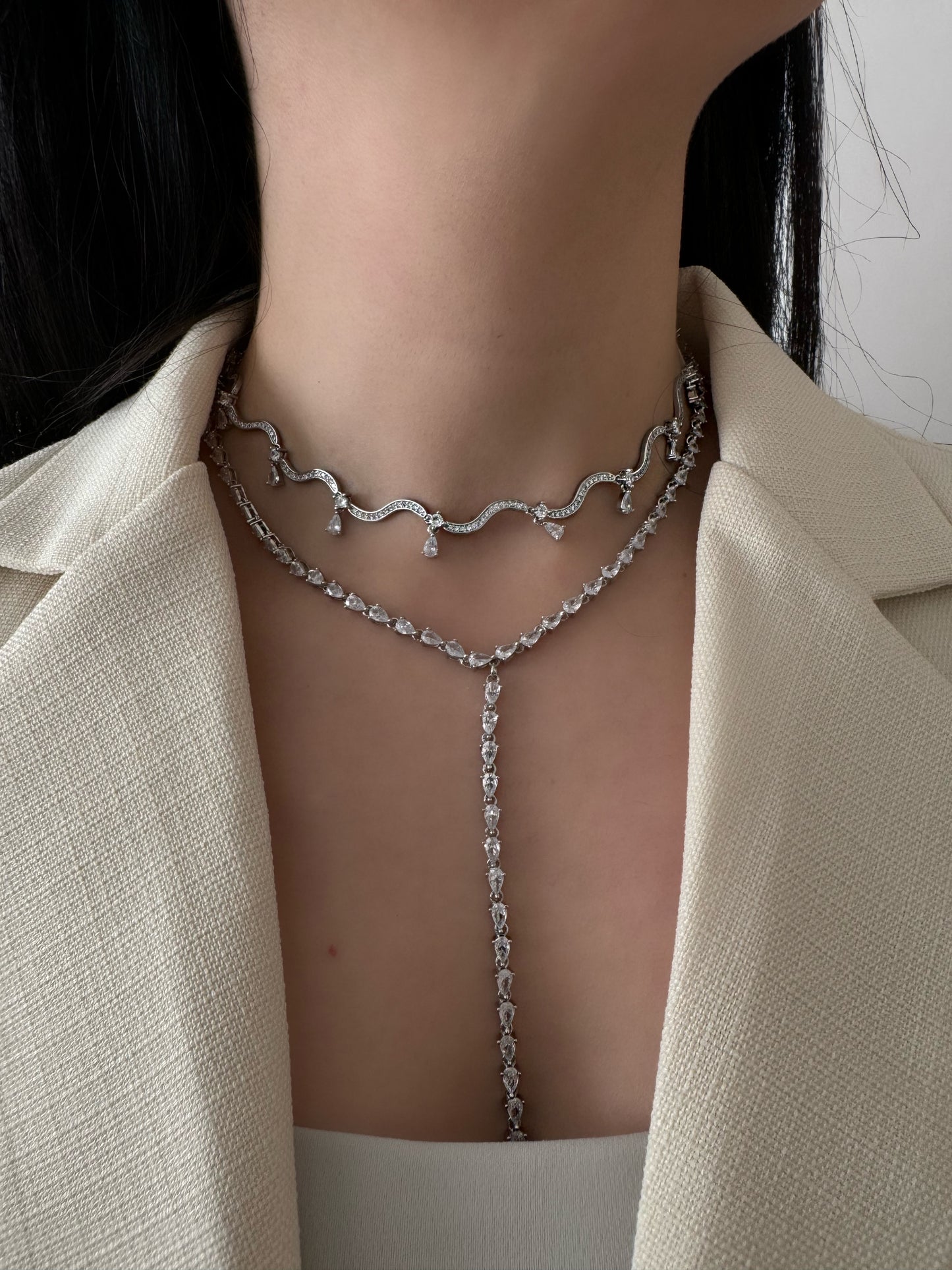 AMWAJ DROPS Necklace Silver