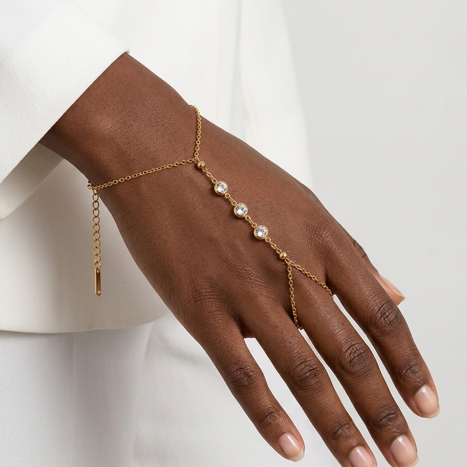 LULU TRIO DIAMONDS Bracelet (Handchain) - Waterproof - سوارة لولو مع 3 زيركون