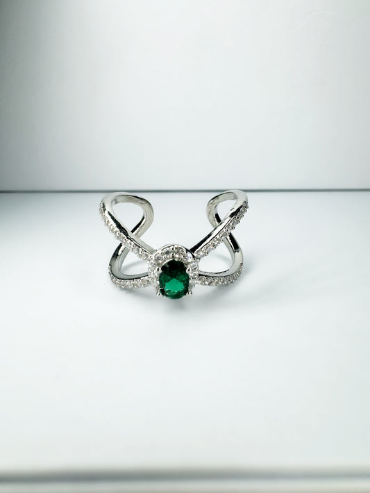 GIANNA Ring- Silver & Green Stone