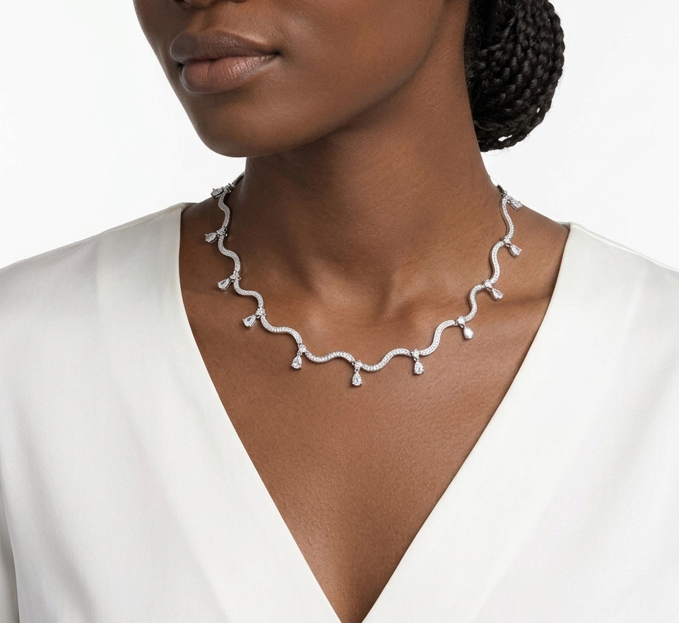 AMWAJ DROPS Necklace Silver - سلسلة امواج فضي