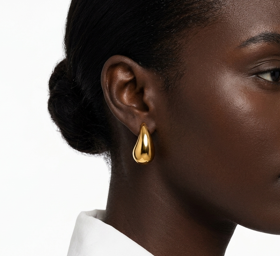 THE DROPS SMALL Earrings  - Waterproof -  حلق ذا دروبس صغير ذهبي