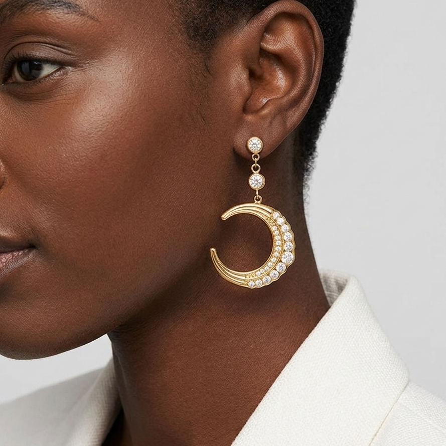 CRESCENT TASSLE Earrings  - Waterproof - حلق الكريسنت