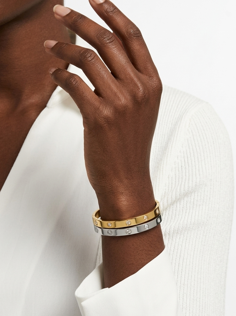 DHALIA BOLD Bangle - Waterproof - سوارة داليا عريض فضي