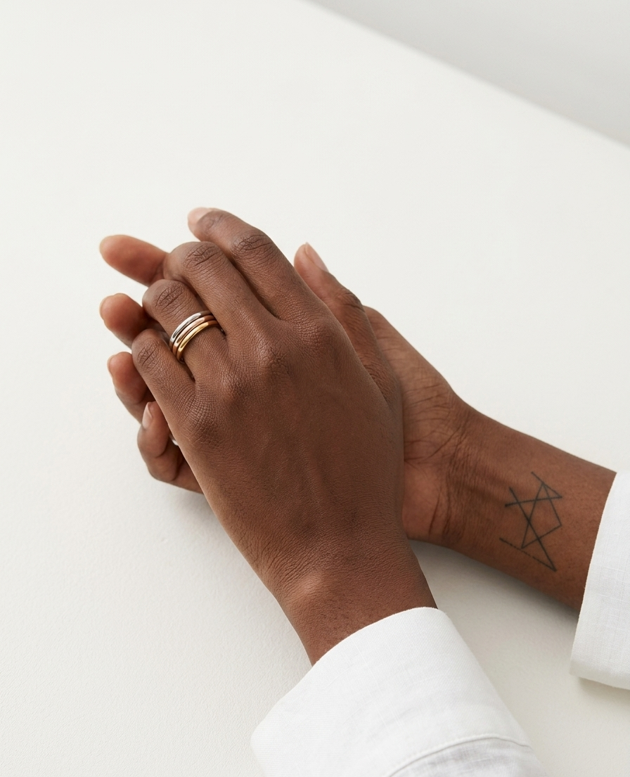 LUCILLA LOOSE Ring (set of 3 RINGS) - Waterproof - خاتم لوسيلا الثلاثي (3 الوان فضي وذهبي وروز)