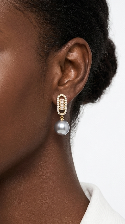 PEARLA Earrings - Black Pearl
