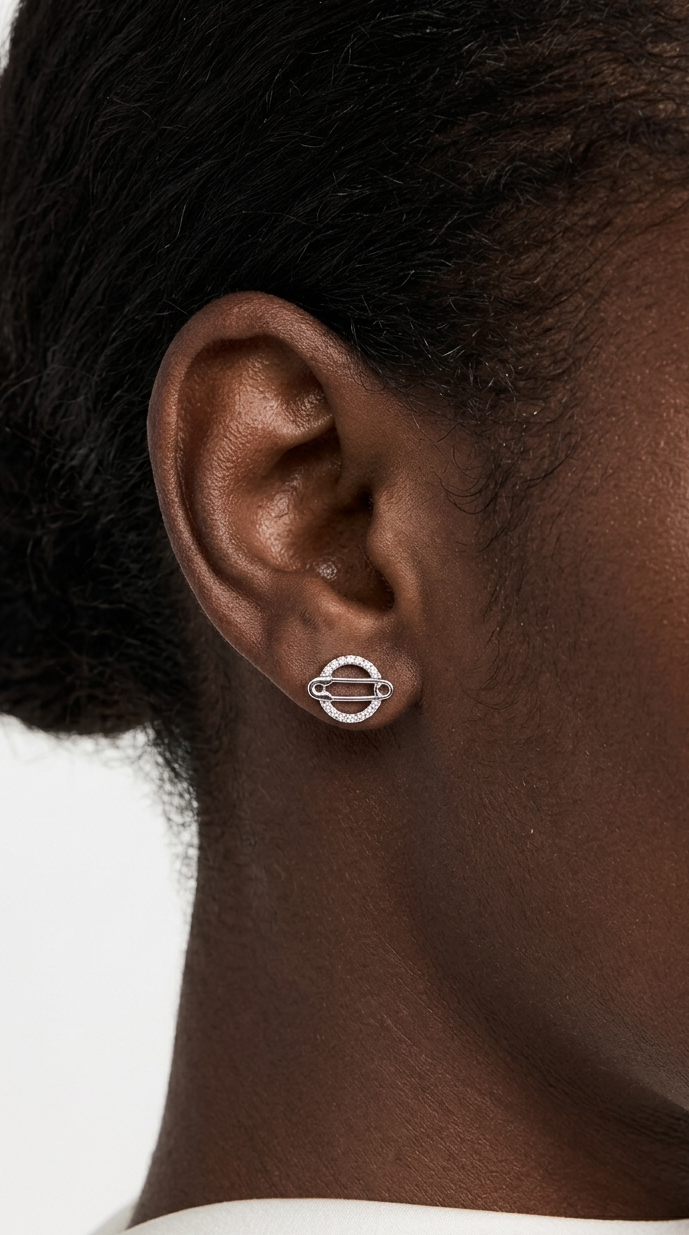 PIN IN A CIRCLE Earrings - Silver Color