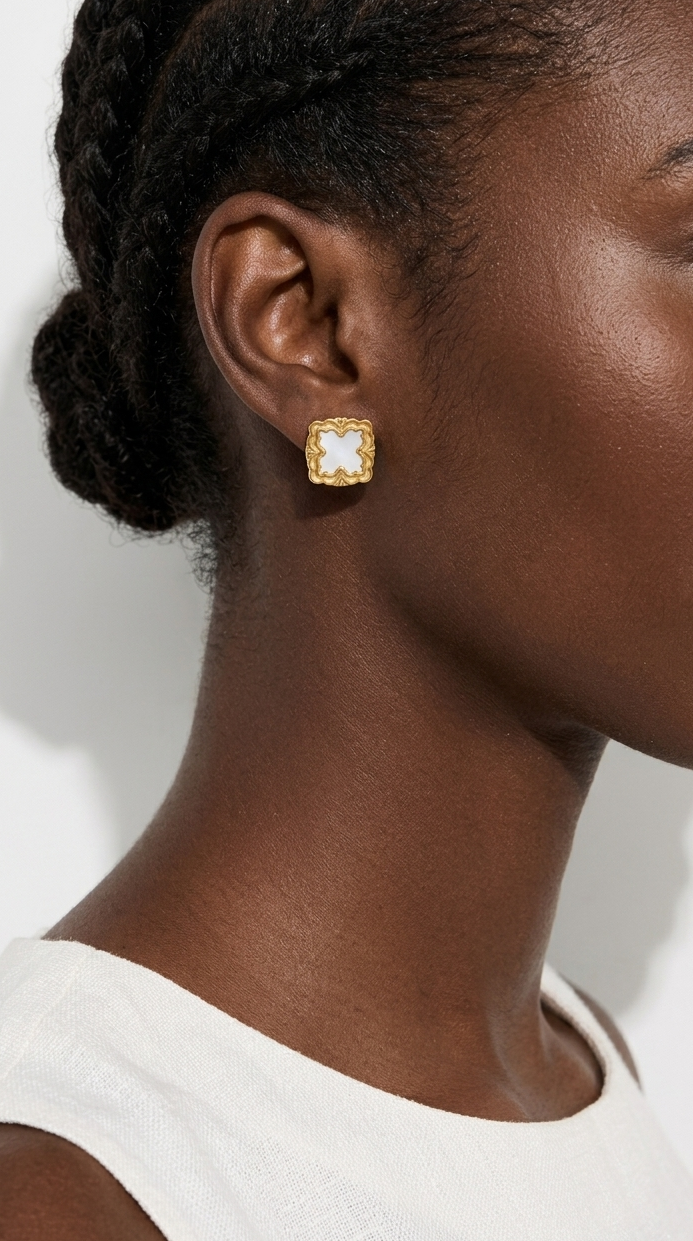 VIOLITTA WHITE Earrings - Waterproof - حلق ڤيوليتا