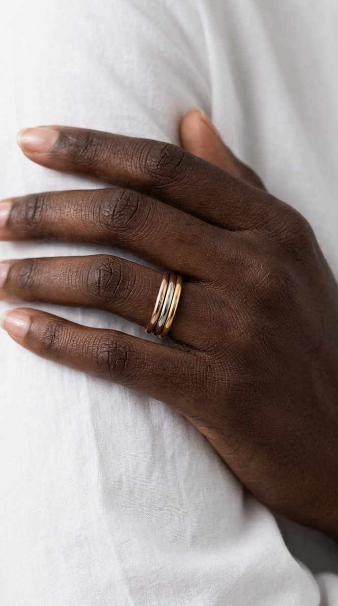 LUCILLA LOOSE Ring (set of 3 RINGS) - Waterproof - خاتم لوسيلا الثلاثي (3 الوان فضي وذهبي وروز)