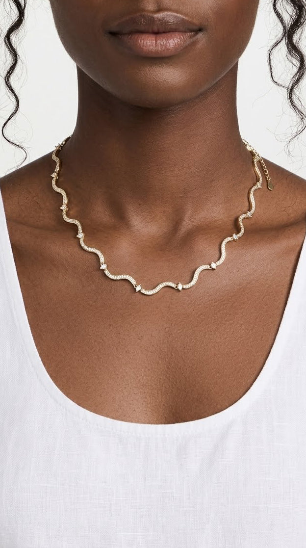 AMWAJ Necklace Gold - سلسلة امواج ذهبي