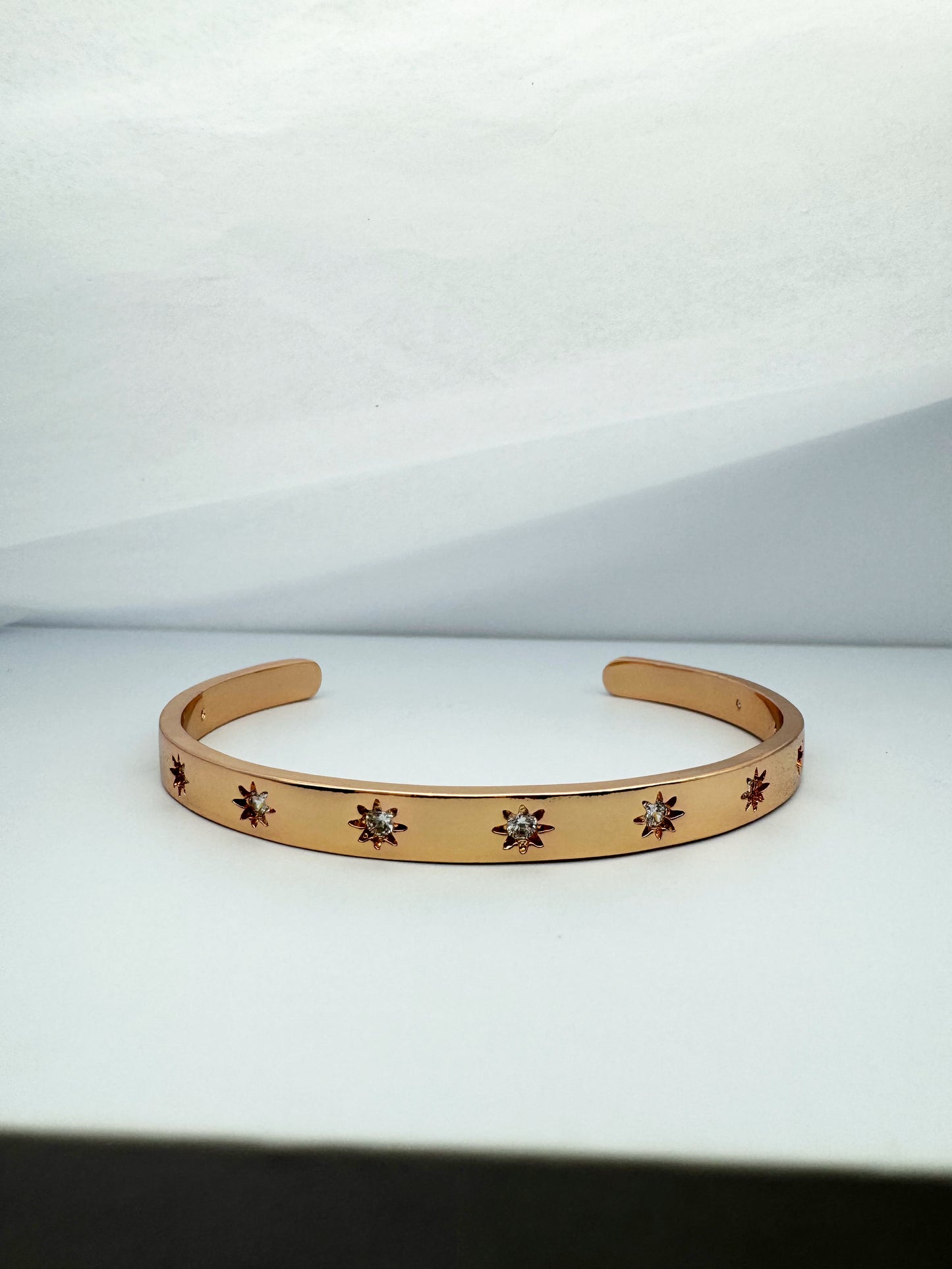 ELARA Stars Engraved Cuff Bangle - Rose Gold