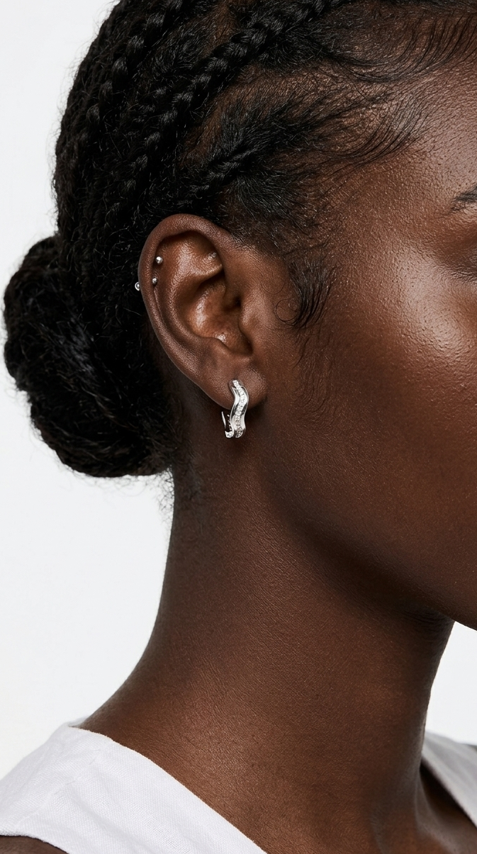 AMWAJ Earrings Silver - حلق امواج فضي