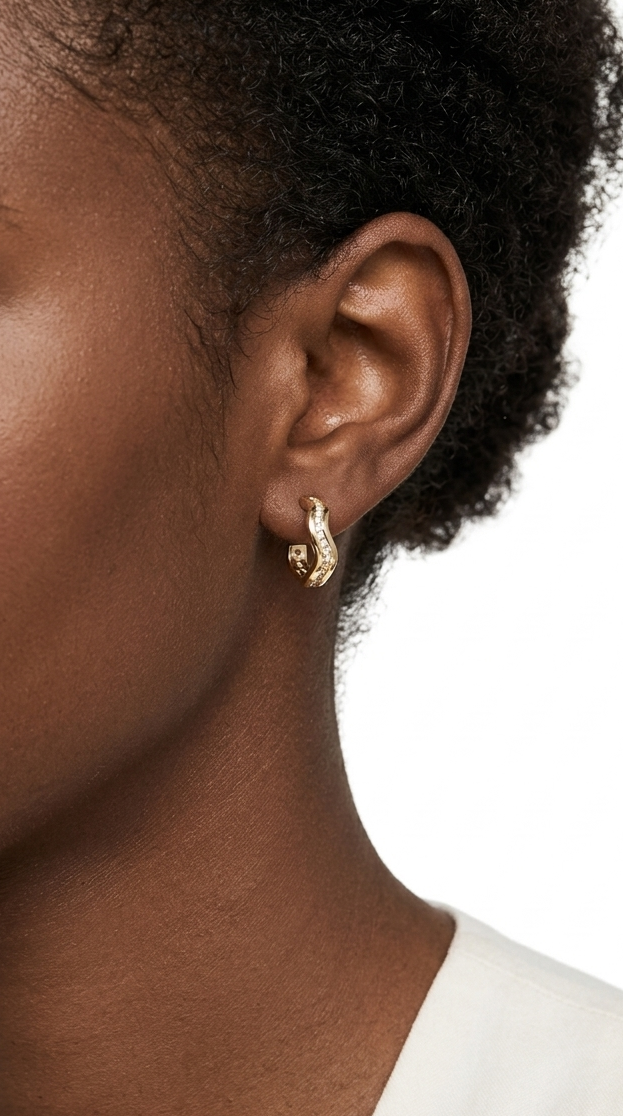 AMWAJ Earrings Gold - حلق امواج ذهبي