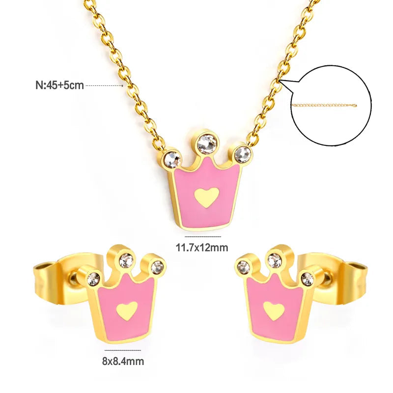 ROYAL KIDS Necklace & EARRINGS (SET) - Waterproof -  طقم رويال للاطفال (حلق+سلسلة)