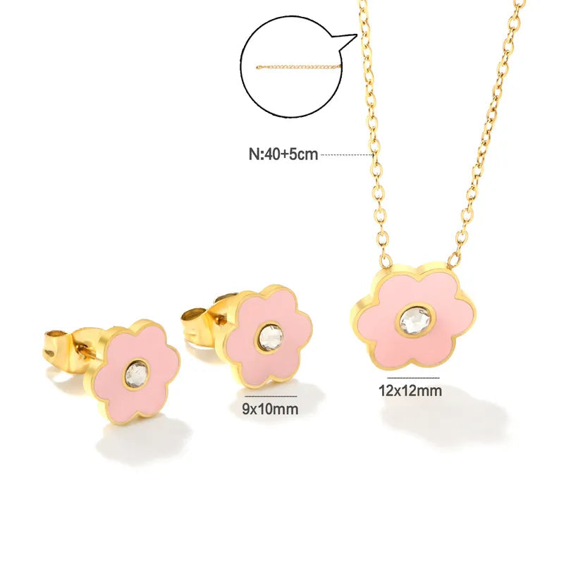 MY LITTLE BLOSSOM KIDS Necklace & EARRINGS (SET) - Waterproof -  طقم ماي ليتيل بلوسوم للاطفال (حلق+سلسلة)