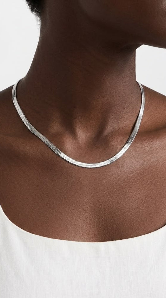 SASHA Silver Herringbone Necklace