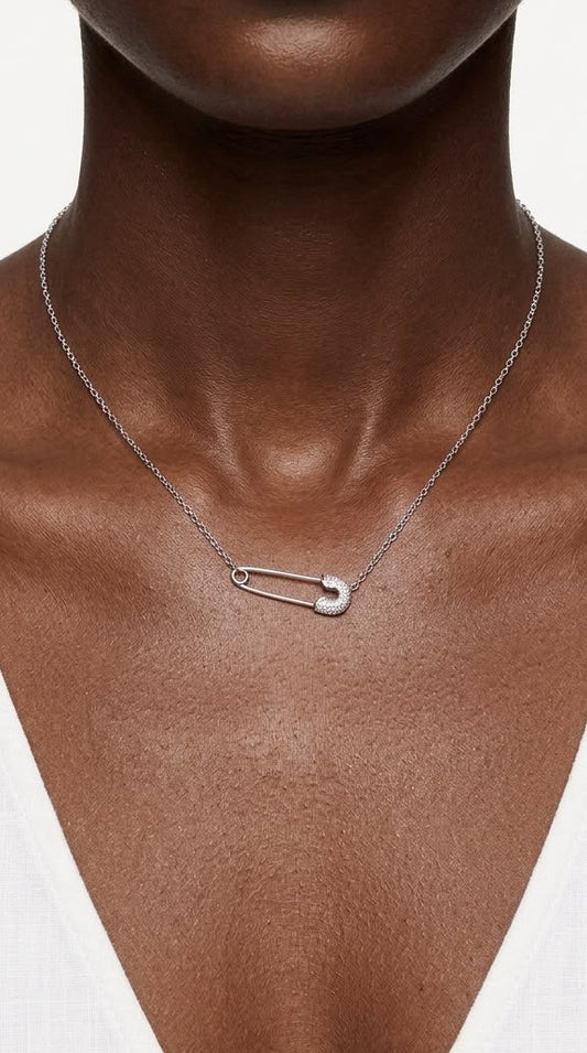 JADE Silver Pin Necklace