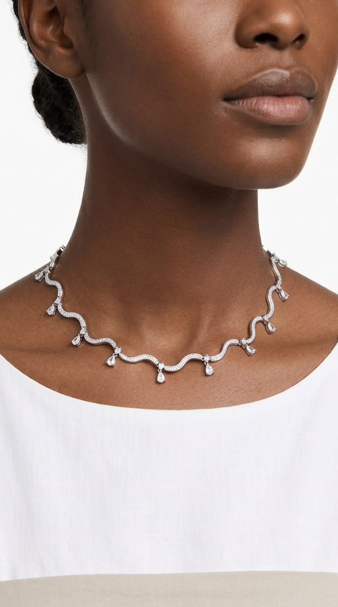 AMWAJ DROPS Necklace Silver - سلسلة امواج فضي