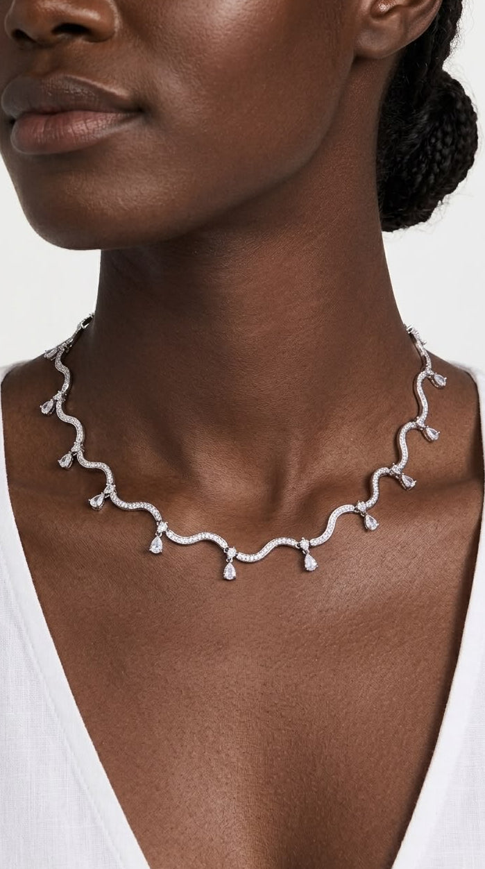 AMWAJ DROPS Necklace Silver - سلسلة امواج فضي
