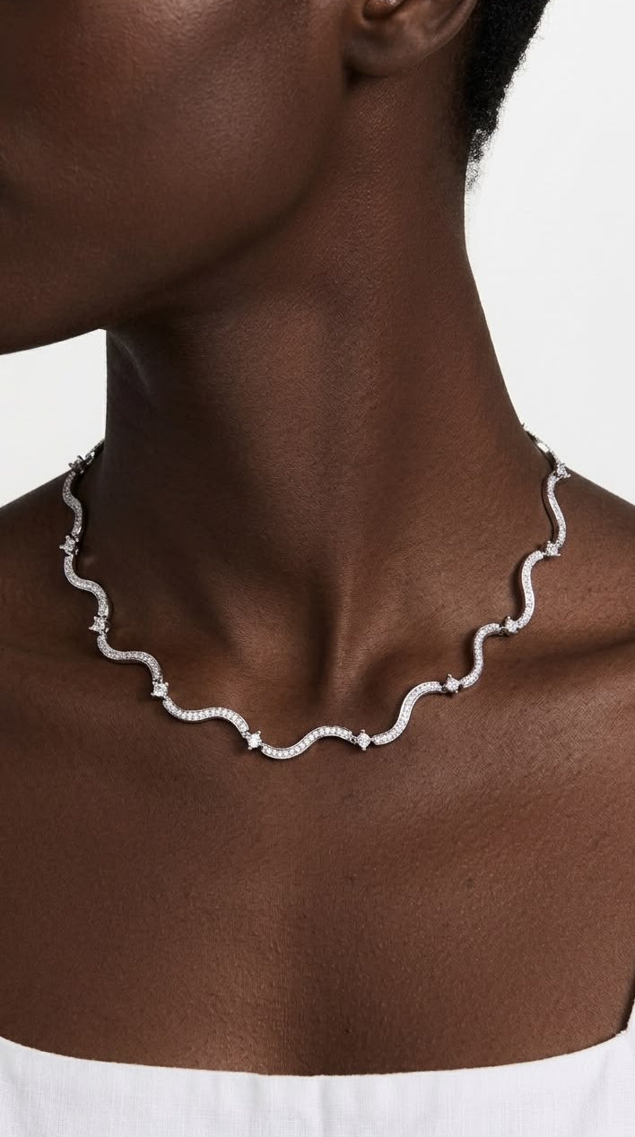 AMWAJ Necklace Silver - سلسلة امواج فضي