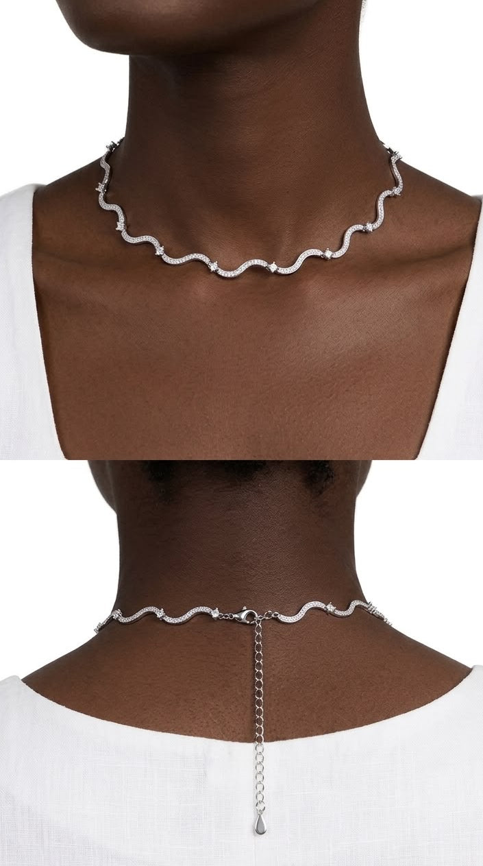 AMWAJ Necklace Silver - سلسلة امواج فضي