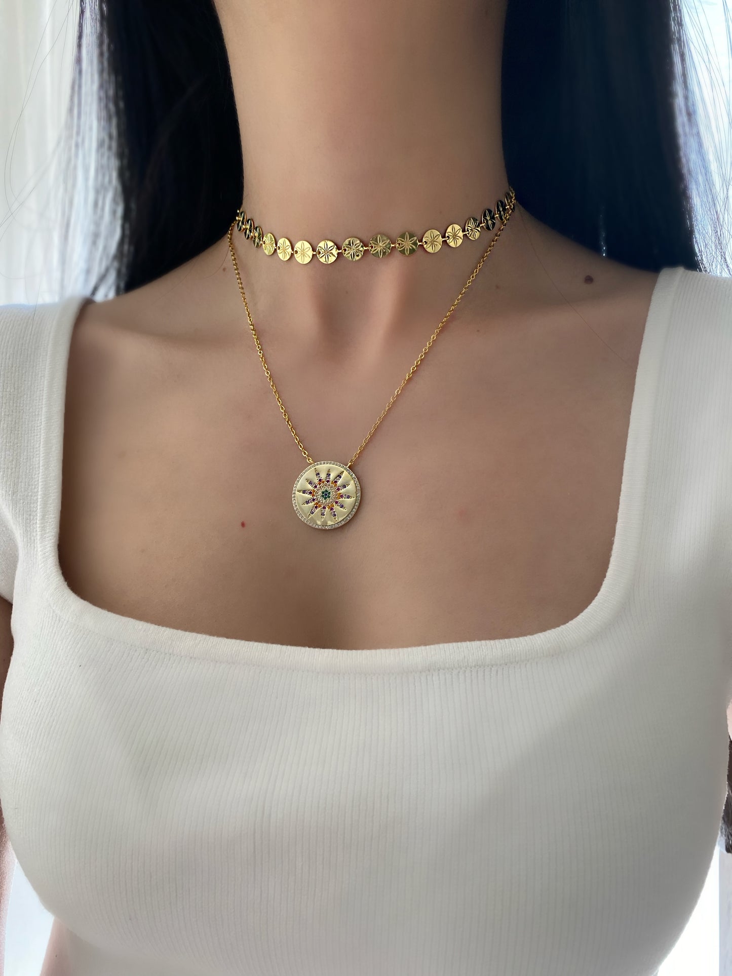 SUMMER Engraved Coin Necklace