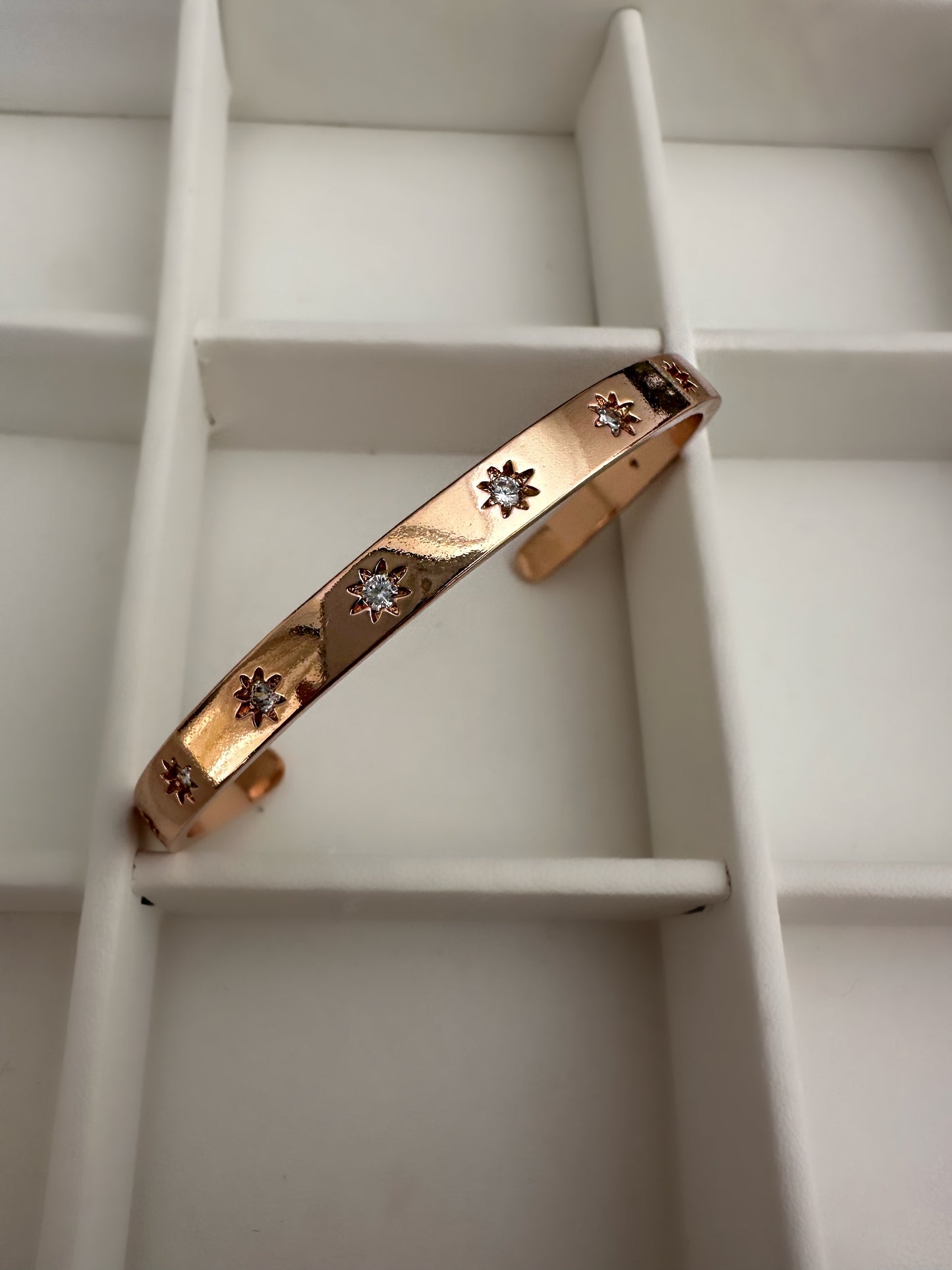 ELARA Stars Engraved Cuff Bangle - Rose Gold