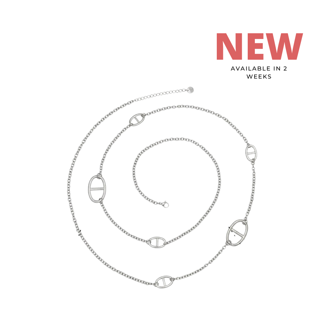 THE TEE SILVER LONG Necklace- Waterproof -  سلسلة ذاتي الطويلة فضي