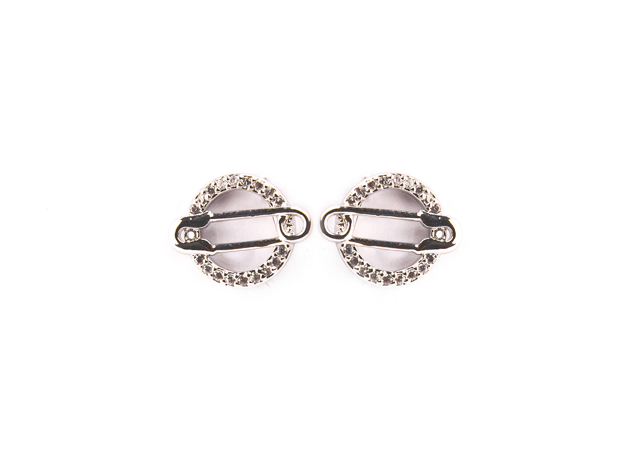 PIN IN A CIRCLE Earrings - Silver Color